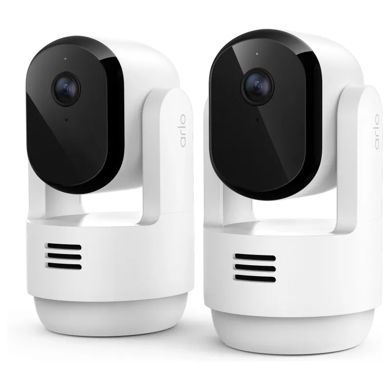 Arlo Essential 3 telecamera di sorveglianza interna 2K con pan-tilt-zoom (confezione da 2, bianca)