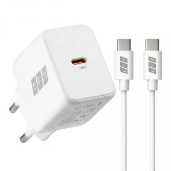 EFB Elektronik G301CE set caricabatterie USB-C GaN 30W con cavo USB-C 2m, bianco