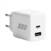 EFB Elektronik G201A1CE set caricabatterie da parete GaN 20W USB-C PD3.0 + USB-A QC3.0 con cavo USB-C 2m, bianco