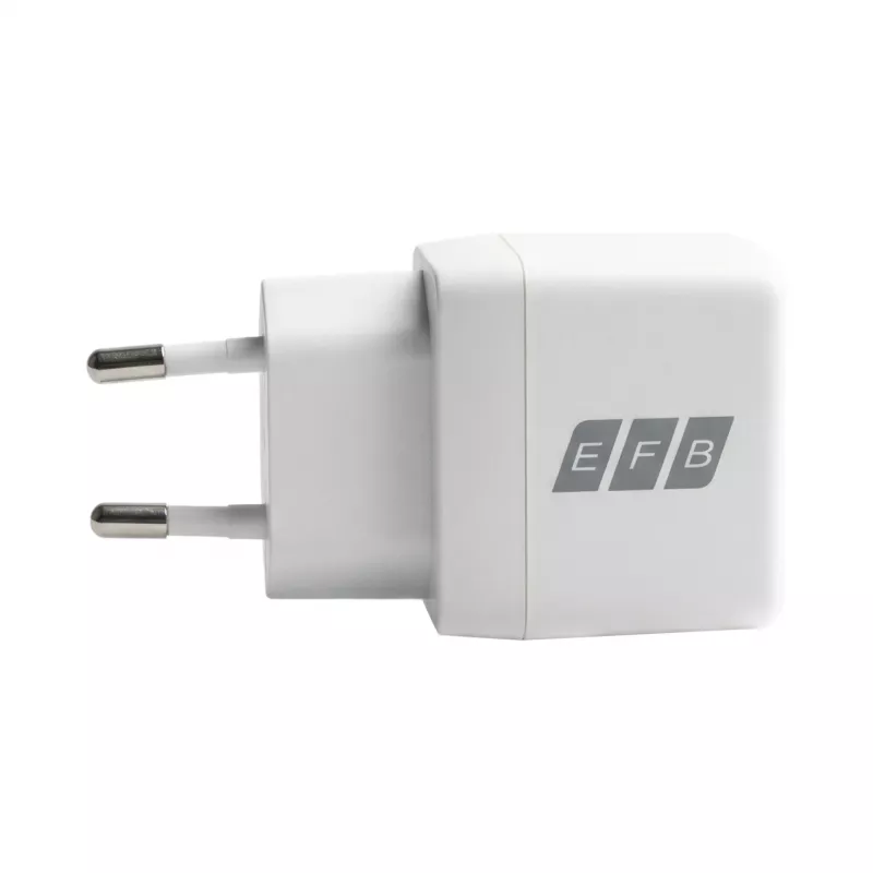 EFB Elektronik G201A1CE set caricabatterie da parete GaN 20W USB-C PD3.0 + USB-A QC3.0 con cavo USB-C 2m, bianco