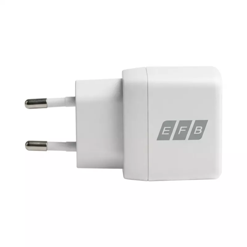 EFB Elektronik G301A1CE set caricabatterie da parete GaN 30W USB-C PD3.0 + USB-A QC3.0 con cavo USB-C 2m, bianco