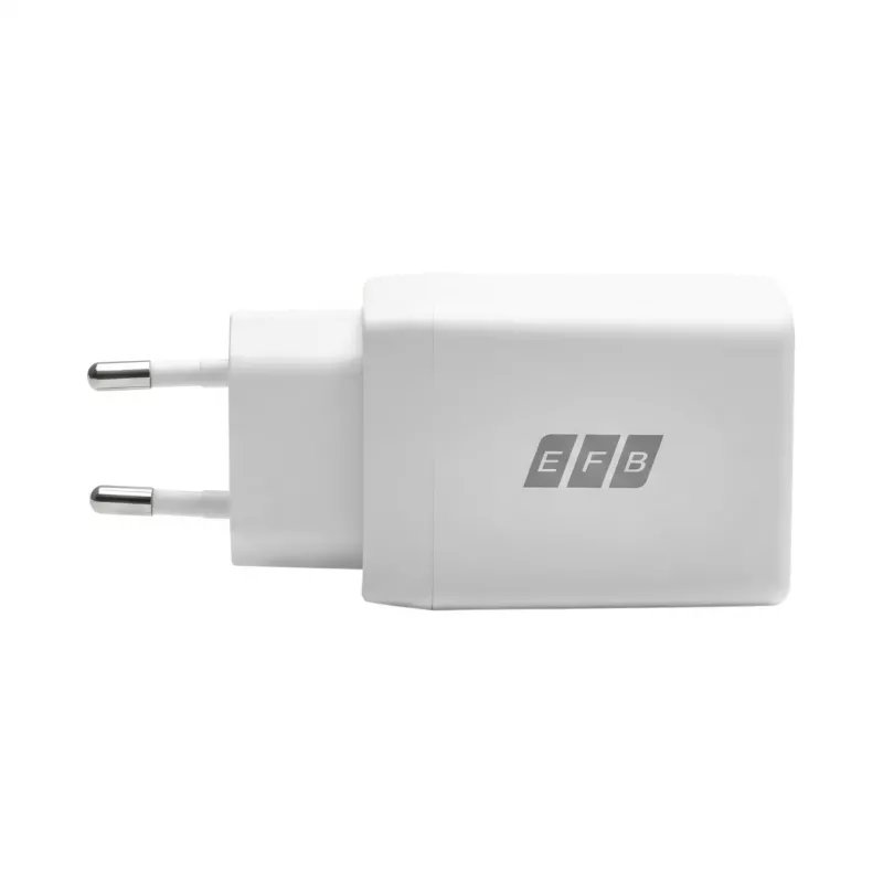 EFB Elektronik G452CE set caricabatterie da parete GaN dual USB-C 45W con cavo USB-C 2m, bianco