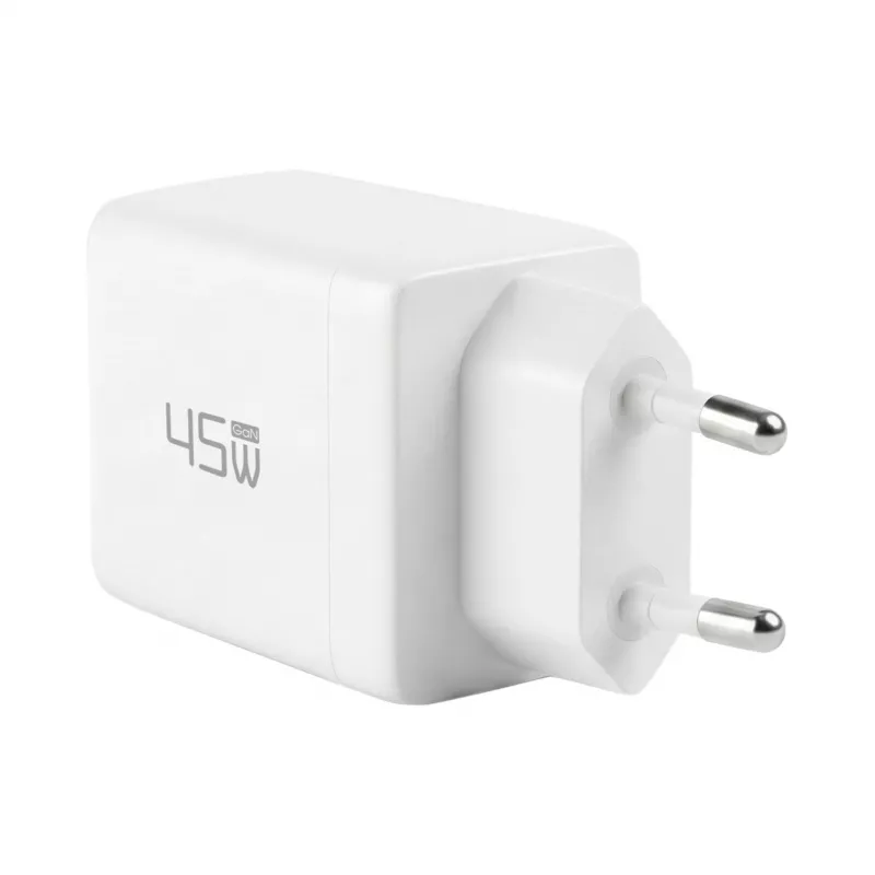 EFB Elektronik G452CE set caricabatterie da parete GaN dual USB-C 45W con cavo USB-C 2m, bianco
