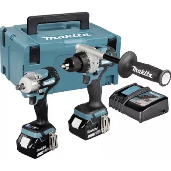 Makita DLX2588GJ 18V LXT kit combo 2 pezzi brushless con avvitatore DDF485, avvitatore a impulsi DTD153, 2 batterie 5,0Ah, caricabatterie rapido e valigia MAKPAC