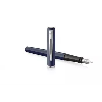 Waterman Impression penna stilografica pennino fine laccatura blu finiture cromate confezione regalo 2225502