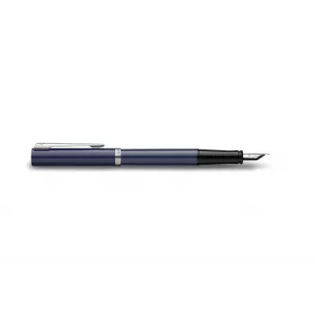 Waterman Impression penna stilografica pennino fine laccatura blu finiture cromate confezione regalo 2225502