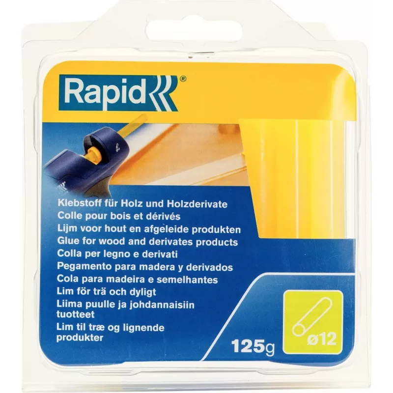 RAPID TOOLS 40107360 Stick di colla a caldo per legno, carta, cartone, diametro 12 mm, corti, giallastri, 1 pezzo