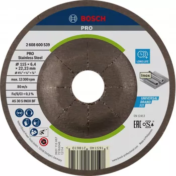 Bosch 2608600539 Disco abrasivo a centro depresso 115 x 22,23 mm, 1 pezzo