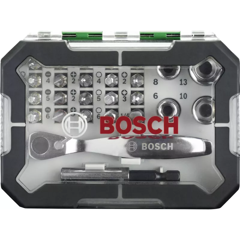 Bosch Accessories Promoline 2607017392 Set di 27 punte per avvitatore con punte a taglio, Phillips, Pozidriv, Torx e interne in valigetta