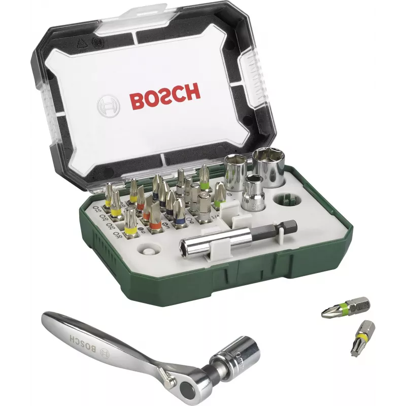 Bosch Accessories Promoline 2607017392 Set di 27 punte per avvitatore con punte a taglio, Phillips, Pozidriv, Torx e interne in valigetta