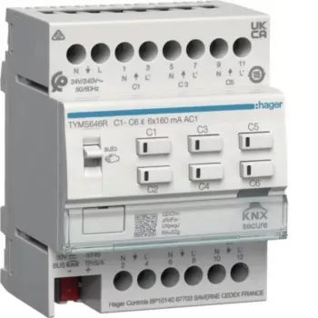 HAGER TYMS646R Attuatore riscaldamento 6 vie KNX Secure con controller