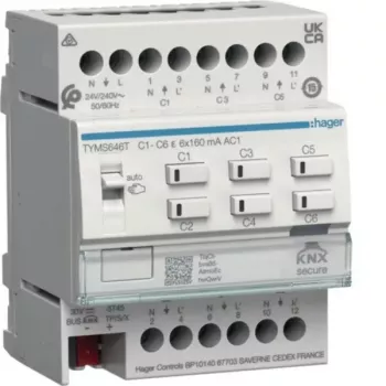 HAGER TYMS646T Attuatore riscaldamento 6 canali KNX Secure