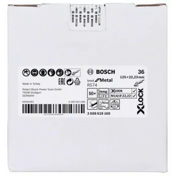 Bosch Best for Metal R574 disco in fibra 125 mm X-LOCK grana 36 2608619160