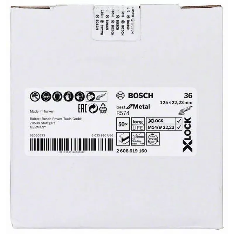 Bosch Best for Metal R574 disco in fibra 125 mm X-LOCK grana 36 2608619160