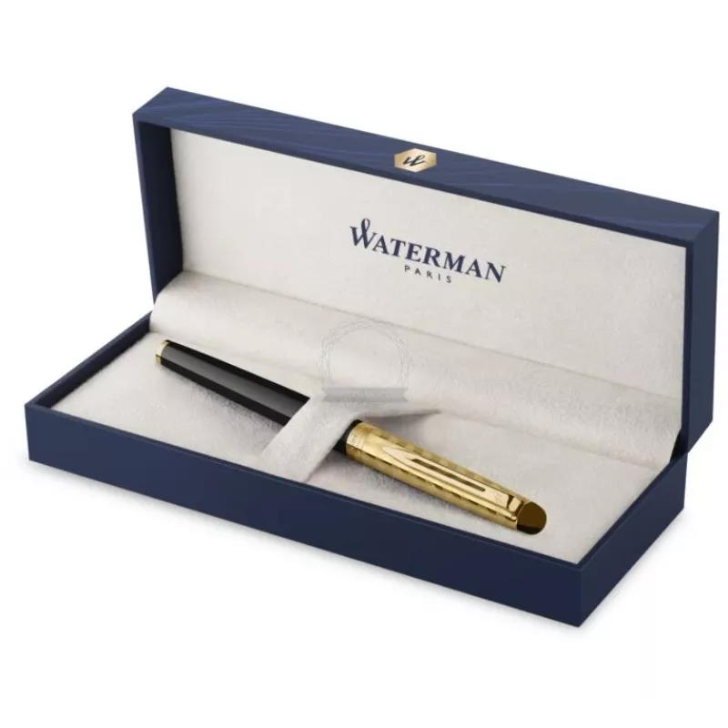 Waterman Hemisphere Penna rollerball - fine, nero lucido con finiture cromate, confezione regalo 2225136
