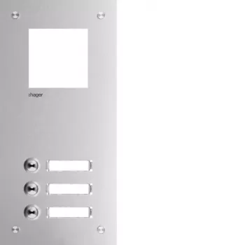 Hager RTQ103X Placca frontale per citofono Mono, 3 pulsanti di chiamata, alluminio argento anodizzato