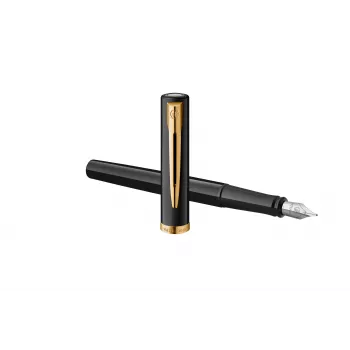 Waterman Impression Penna stilografica lacca nera finiture dorate pennino fine confezione regalo blu 2225499