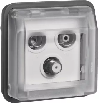 HAGER WNA257 presa singola SAT con 3 uscite (TV, radio, SAT), da incasso