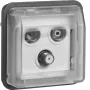 HAGER WNA257 presa singola SAT con 3 uscite (TV, radio, SAT), da incasso