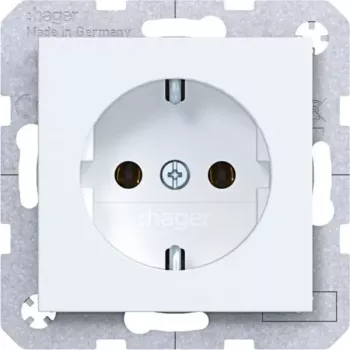 HAGER WAS1300WM presa SCHUKO, morsetti a vite sollevabili, bianco alpino