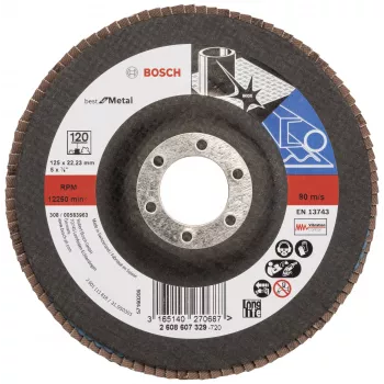 BOSCH X-LOCK disco lamellare 125 mm P120 corindone zirconio conico per metallo 2608607329
