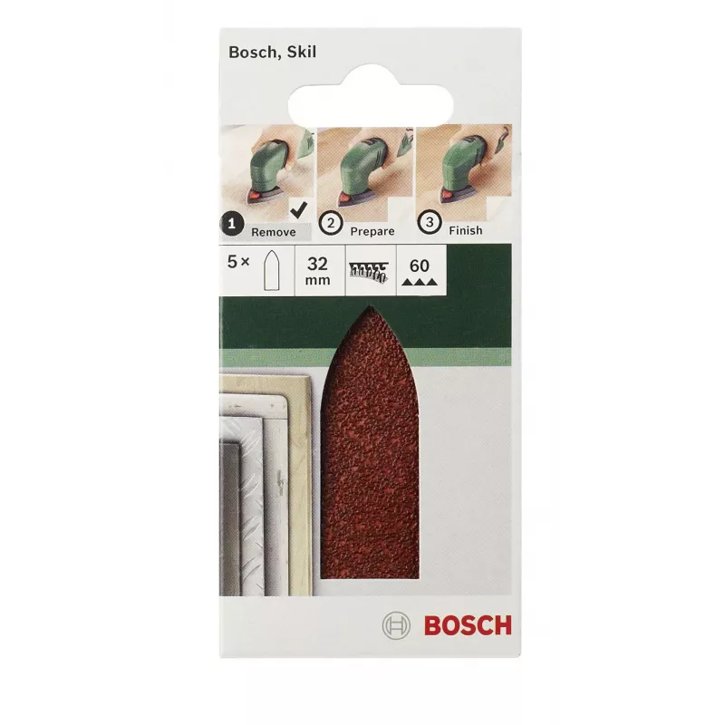 Bosch Delta foglio abrasivo grana 240, velcro, angolo 32 mm, confezione da 5 2609256A40