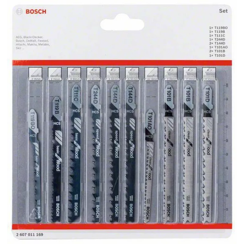 Bosch set lame per seghetto alternativo legno 2607011169 10 pezzi gambo a T HCS