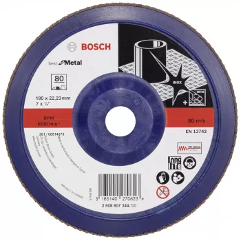 Bosch X571 Best for Metal disco lamellare 180 mm, P40, corindone zirconio, foro 22,23 mm 2608607344