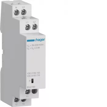 Hager EUU100 relè di controllo fasi, trifase, 1 contatto in scambio, 3x230/400V AC