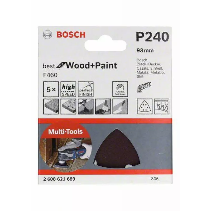 Bosch 2608621689 Disco abrasivo delta P240 93 mm confezione da 5
