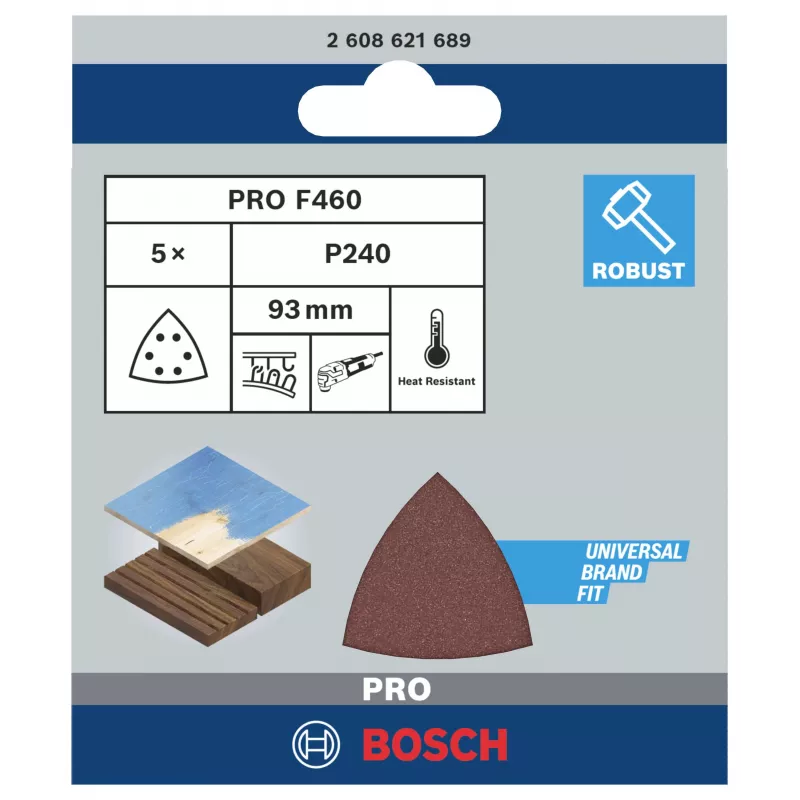 Bosch 2608621689 Disco abrasivo delta P240 93 mm confezione da 5