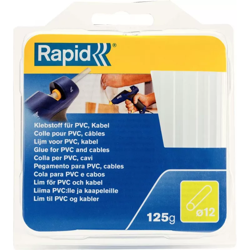 Rapid Stick di colla a caldo per PVC e cavi, diametro 12 mm, corto, trasparente, 1 pezzo 40107358