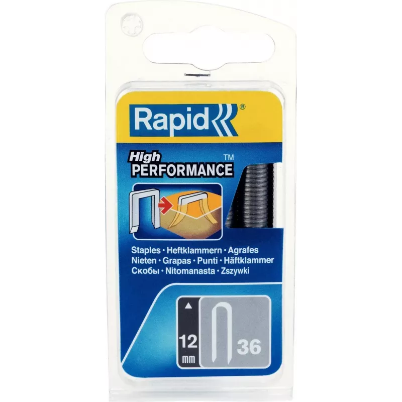 Rapid Type 36 Punti per cavi a filo piatto, gambo 12 mm, zincati, punta a scalpello, 1000 pezzi 40109626