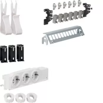 HAGER UM00M1 Set di distribuzione multimediale con 3 prese Schuko e 12 porte patch RJ45 Cat.6, 24 TE