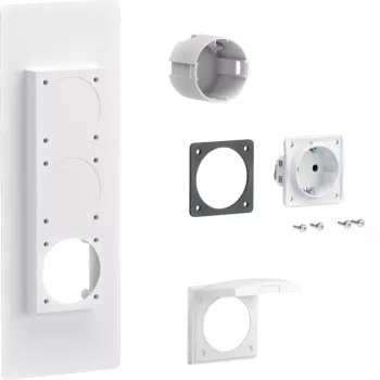 Hager universZ presa Schuko a flangia, 1 posto, 250 V, 16 A, grigio chiaro ZY01SD