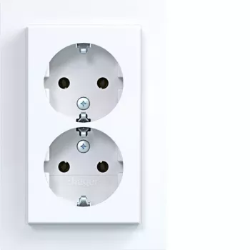 HAGER WAS2175WG presa doppia con placca, Schuko, da incasso, bianco polare