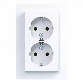 HAGER WAS2175WG presa doppia con placca, Schuko, da incasso, bianco polare