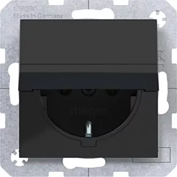 HAGER WAS1110BG presa SCHUKO da parete con coperchio a scatto autochiudente, IP44, grigio chiaro