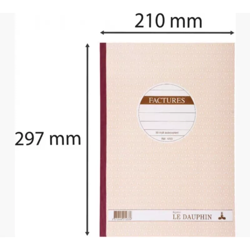 Le Dauphin libro autocopiante moduli fattura, A4, triplo, 50 set (1233D)