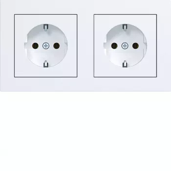 HAGER WAS2123WM presa SCHUKO doppia con cornice A.1, bianco polare