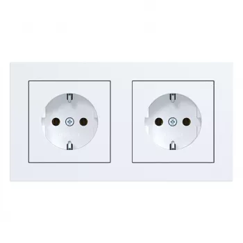 HAGER WAS2123WM presa SCHUKO doppia con cornice A.1, bianco polare
