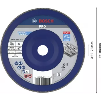 Bosch X571 Best for Metal disco lamellare, diametro 180 mm, foro 22,23 mm, corindone zirconio, grana 40, 1 pezzo 2608607342