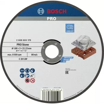 Bosch disco da taglio 180 mm forma diritta tipo 41 per metallo, 1 pz 2608603179