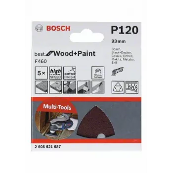 Bosch 2608621688 carta abrasiva delta grana 180, 93 mm, 5 pezzi
