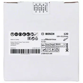 Bosch Best for Metal+Inox R780 tessuto abrasivo per superfici, 125 mm, X-LOCK, grana 120 2608619188