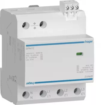 HAGER SPA412 scaricatore combinato di sovratensione tipo 1+2+3, 12,5kA, TNS/TT, 4 poli, 230/400V