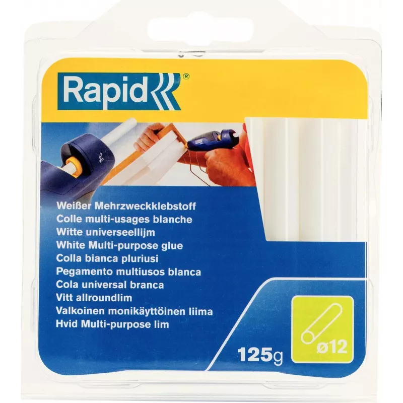 RAPID TOOLS Stick di colla a caldo universali bianchi diametro 12 mm, EVA e resina, senza solventi, 1 pz. (40107355)