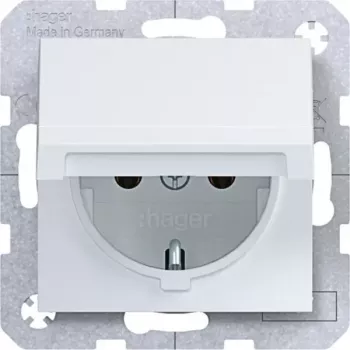 Hager WAS1110WM Presa SCHUKO con coperchio a chiusura automatica, IP44, bianco polare