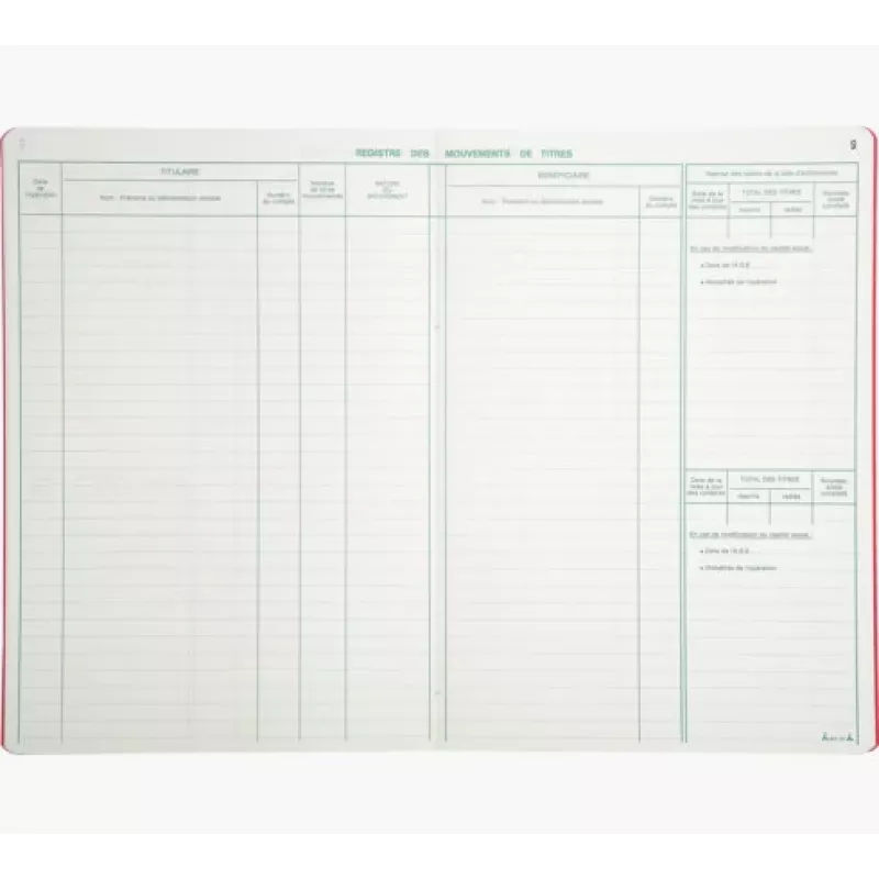 Le Dauphin registro movimenti titoli 90120D - cucito a filo, 100 pagine, 24 x 32 cm, verde