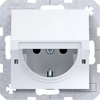 HAGER WAS1212WG Witty presa SCHUKO con coperchio a ribalta, da incasso, bianco polare